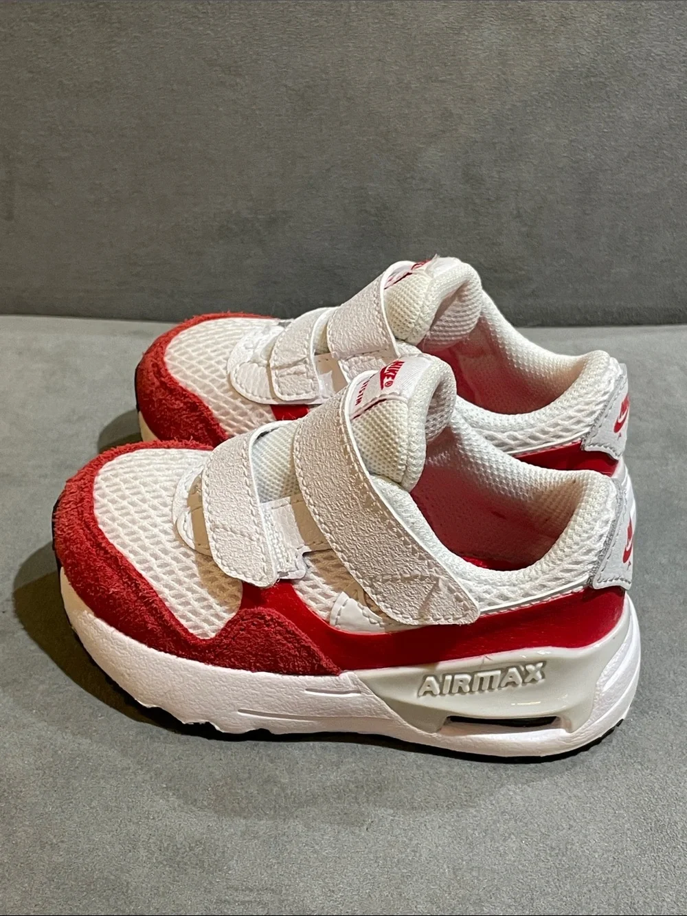 Nike Air Max 6C Sneakers Baby Toddler White Red Hook & Loop Athletic Shoes